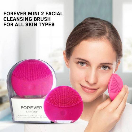 Forever Lina Mini Facial Cleansing Brush Magenta Ultrasonic Vibrating