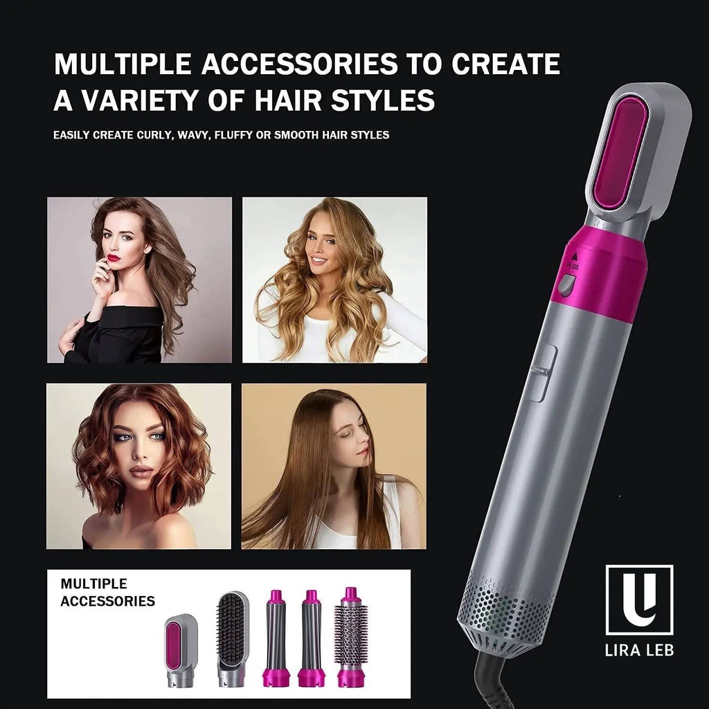 Hot Air Brush 5in1 Multifunctional Hair Dryer Volumizer Hair Straightener