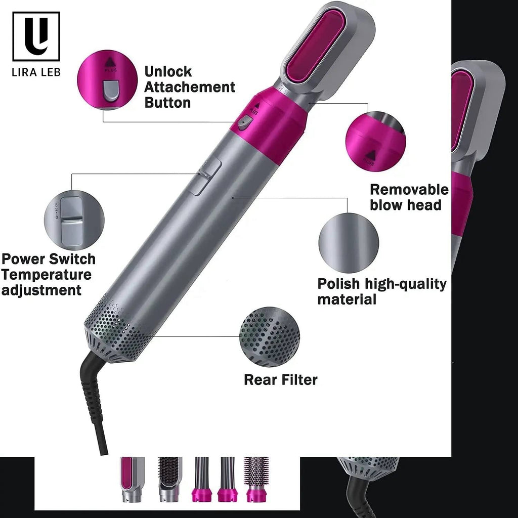 Hot Air Brush 5in1 Multifunctional Hair Dryer Volumizer Hair Straightener