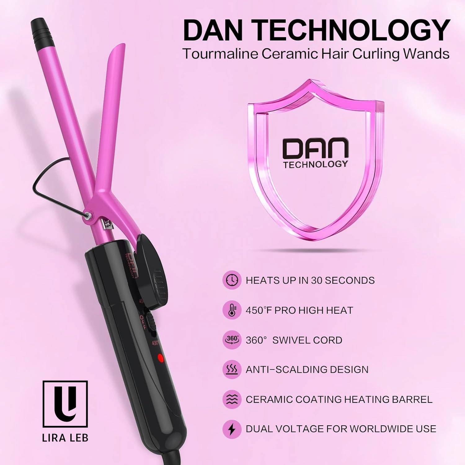 DAN Technology 1/2Inch Curling Iron 13mm Small Ceramic Curling Wand