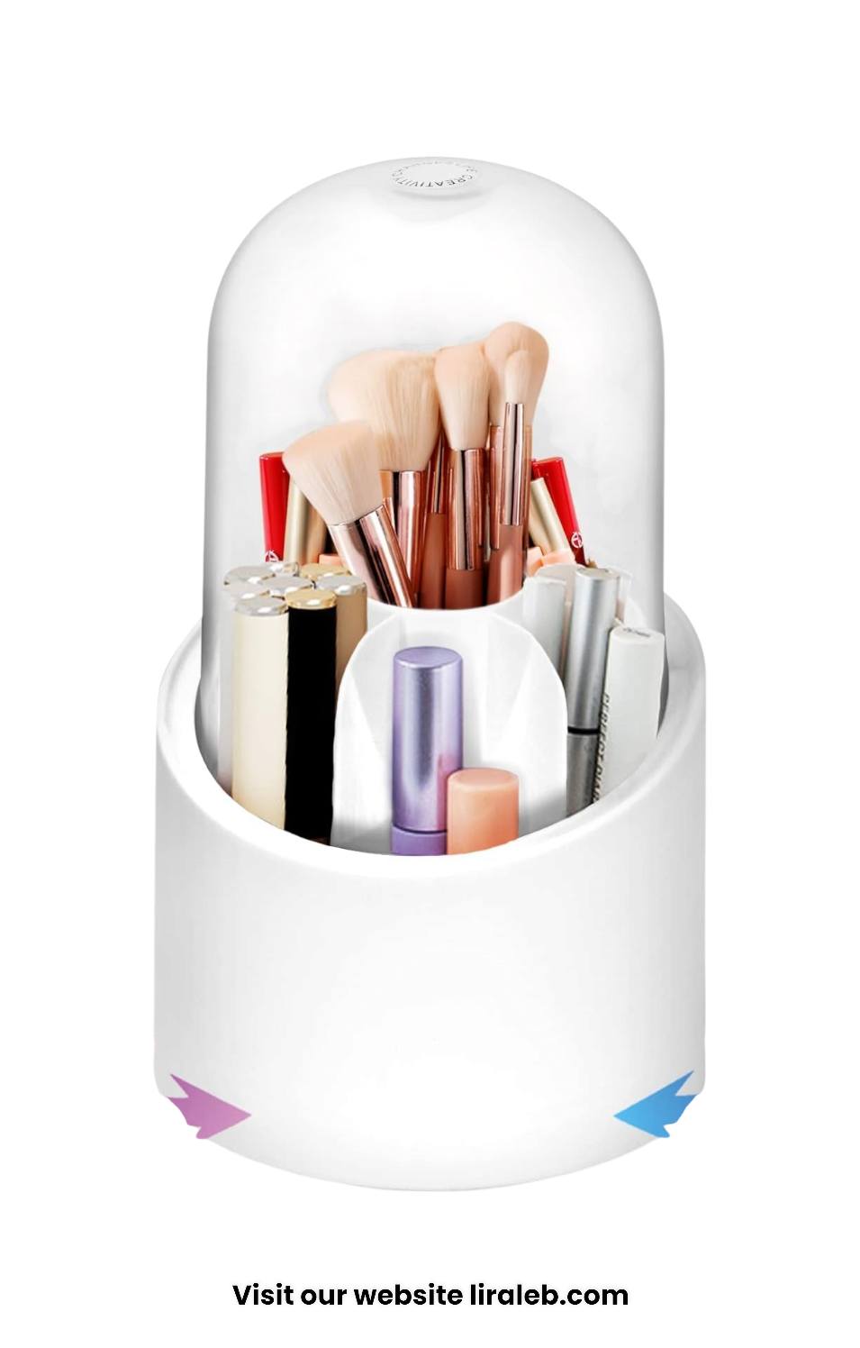 Double Care Makeup Brush Organizer, 360 Degree Rotating Multifunctional Pen Holder