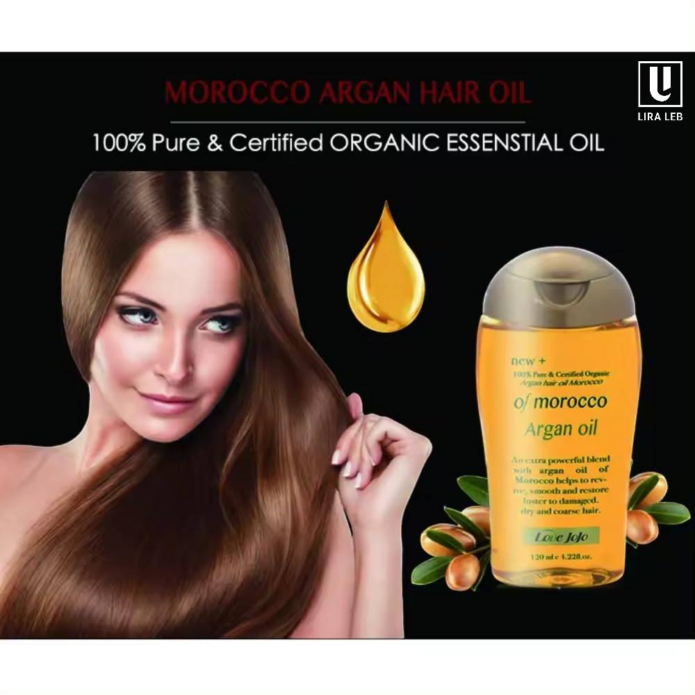Love JoJo Organic Moroccan Argan Oil for Frizzy Hair Moisturizing &amp; Strengthening Silky