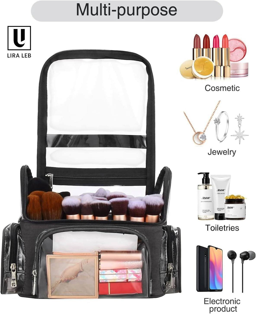 Makeup Brush Case, Large Stand-up Makeup Brush Bag