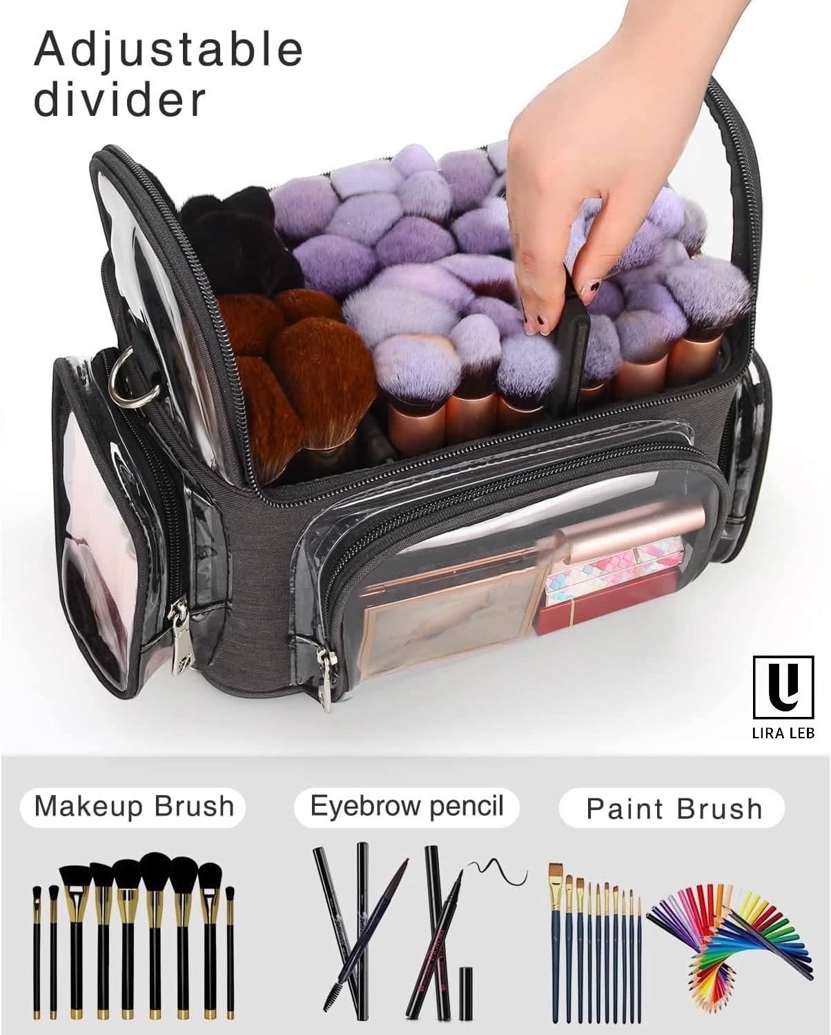 Makeup Brush Case, Large Stand-up Makeup Brush Bag