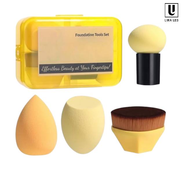Makeup Application Set 4in1 Foundation Brush with 3 Makeup Sponges