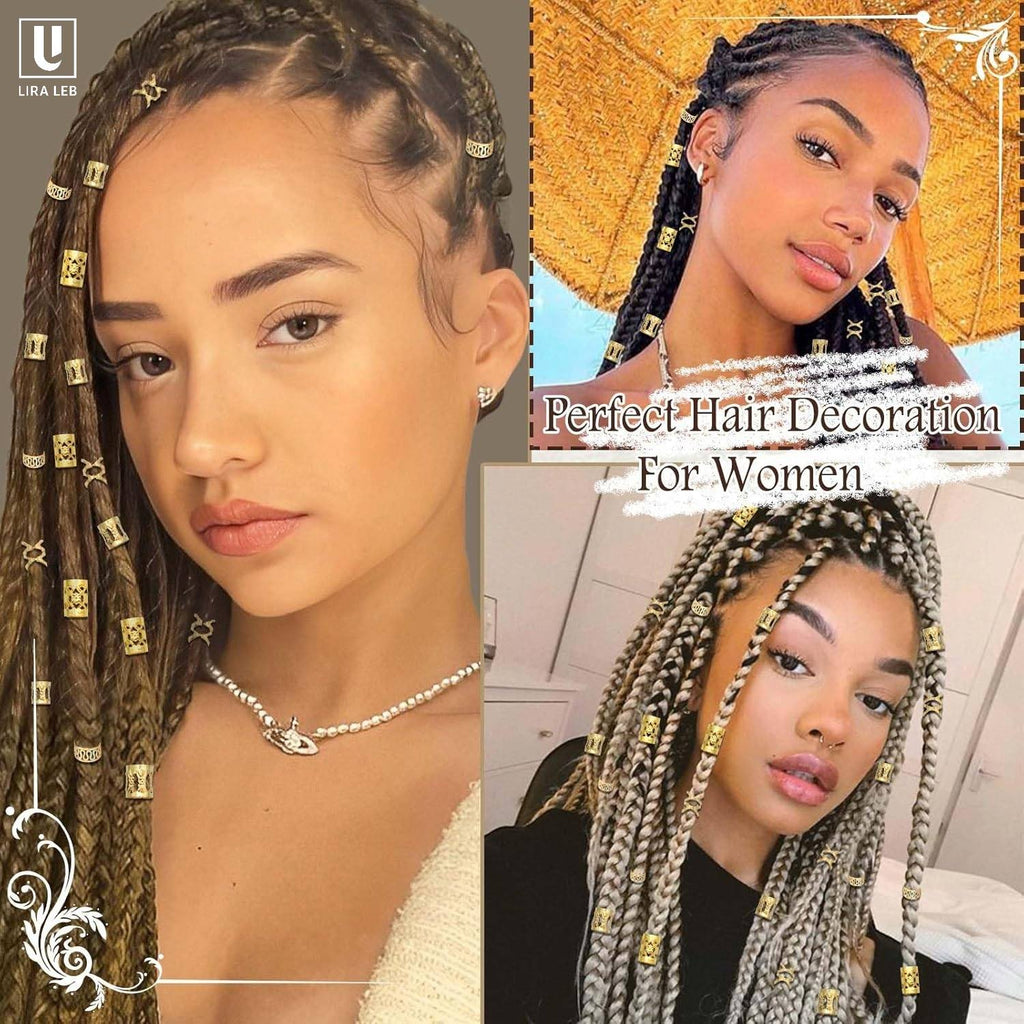 Gold Hair Jewelry Metal Dreadlock Cuffs Rings Braids