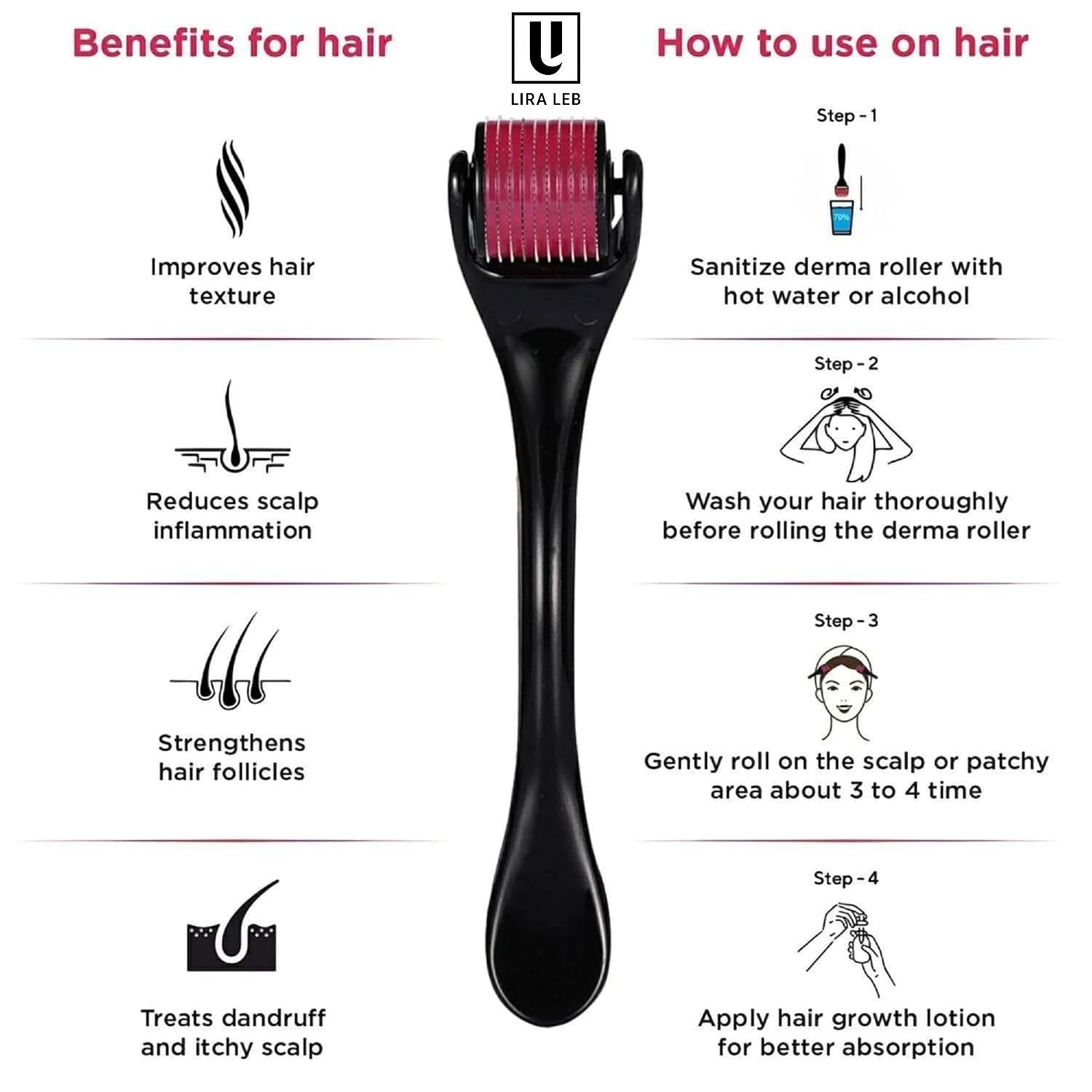 Derma Roller for Hair Growth and Anti Aging Skin Regeneration