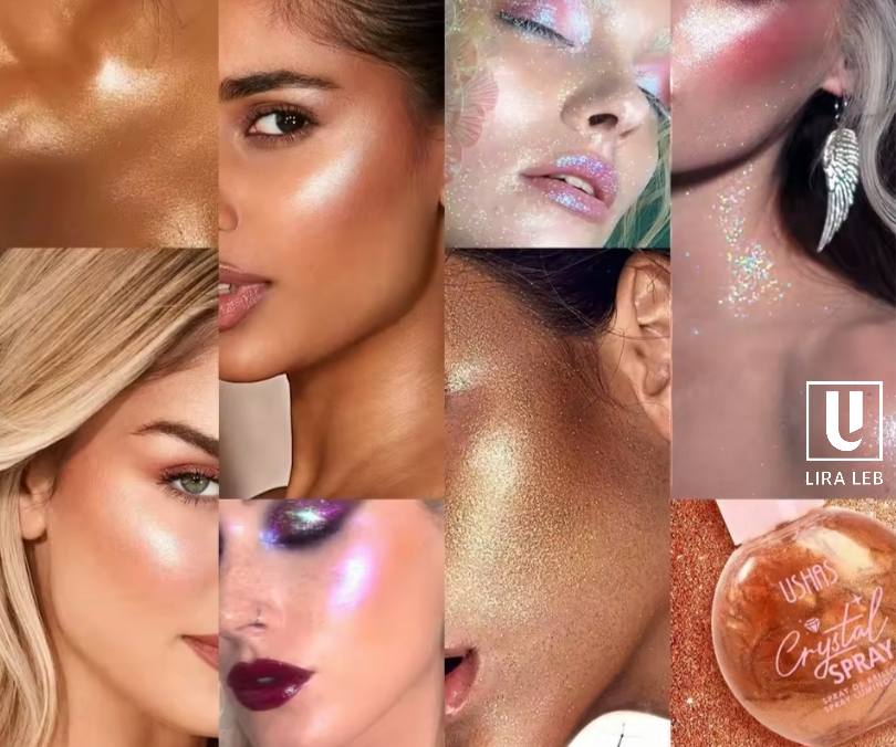 USHAS Crystal Spray a face and body shimmer highlighter spray