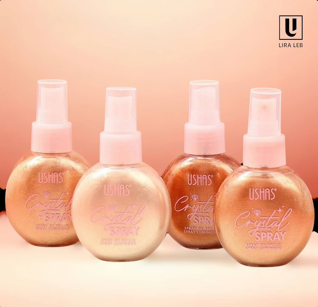 USHAS Crystal Spray a face and body shimmer highlighter spray